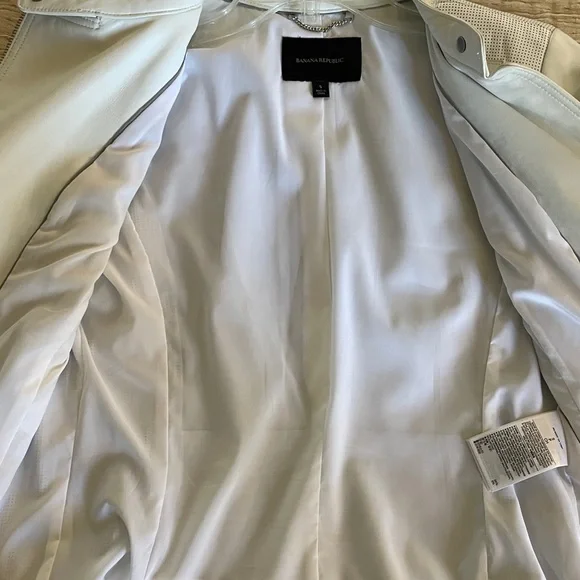 S: Leather Banana Republic Jacket Winter White Classic Elegant NWOT New! - Picture 5 of 10
